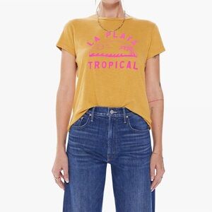 MOTHER “The Sinful” Crewneck Tee “La Playa Tropical” Yellow and Hot Pink XS